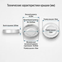 Крышка для банки винтовая металлическая ТВИСТ-ОФФ для пастеризации 43мм белый - 15шт.